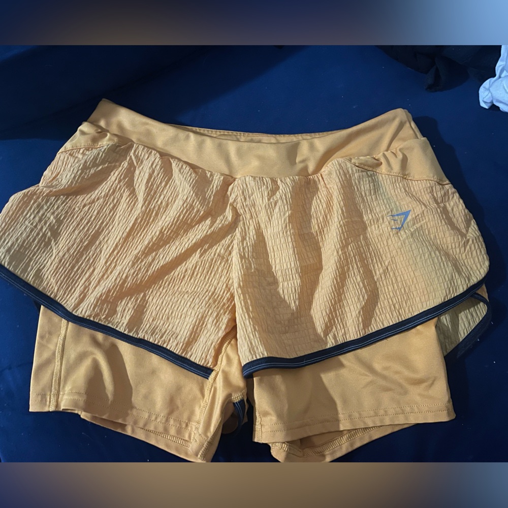 Gymshark Orange 2 in 1 running shorts